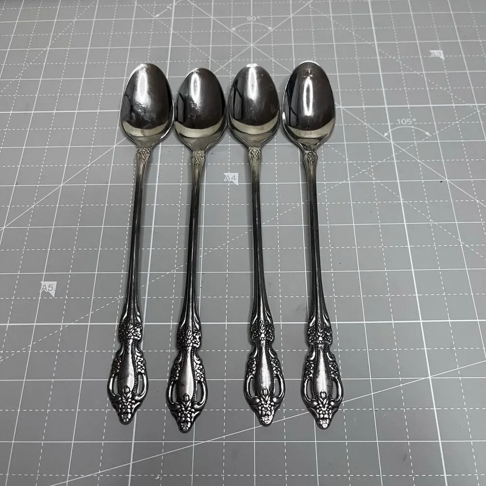 (4) Oneida HH Distinction Deluxe Raphael Stainless Iced Dessert Teaspoons